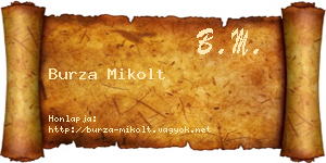 Burza Mikolt névjegykártya